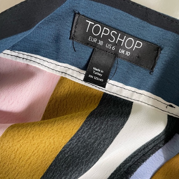 Topshop Asymmetrical Multicolor Stripe Skirt - Picture 4 of 7